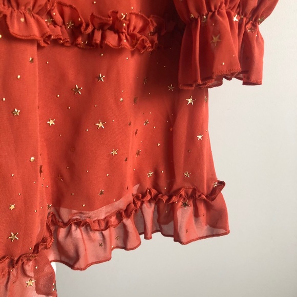 Burnt Orange Billow Sleeve Chiffon Dress boutique - Picture 7 of 10